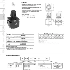 Parker-Watts R105-04C - 1/2" NPT Pressure Regulator